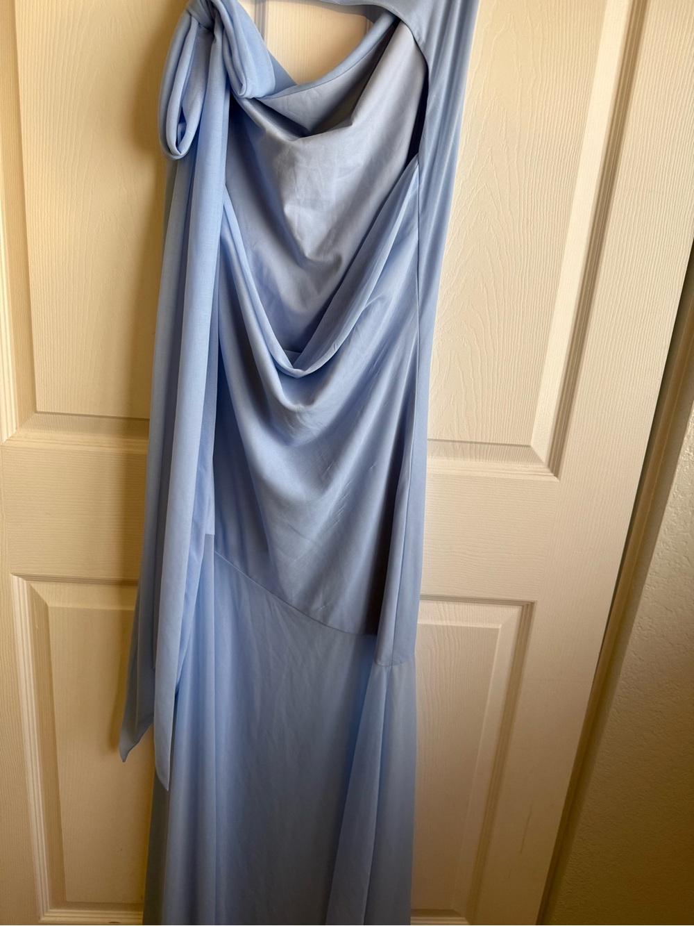 Mare Mare Cowl Neck Sheer Hem Maxi Dress Light Blue Size Small - Picture 8 of 15